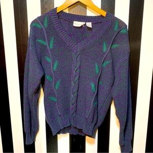 1990s Weathervane Purple & Vines Sweater Excellent Condition Size Small